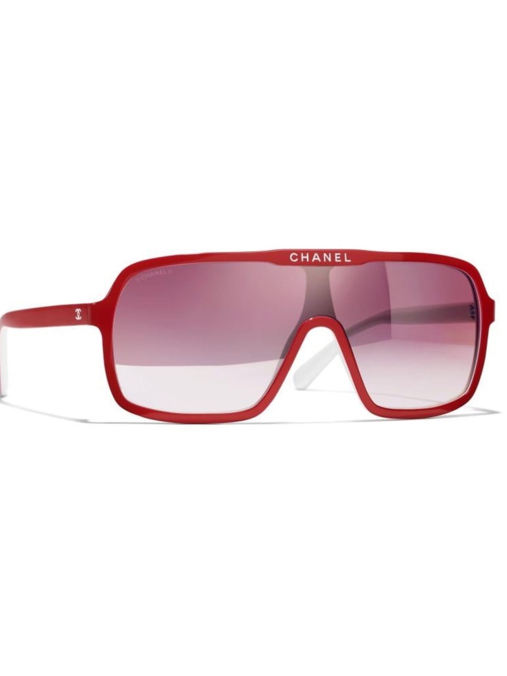 CHANEL Red Sunglasses with Gradient with white inside
